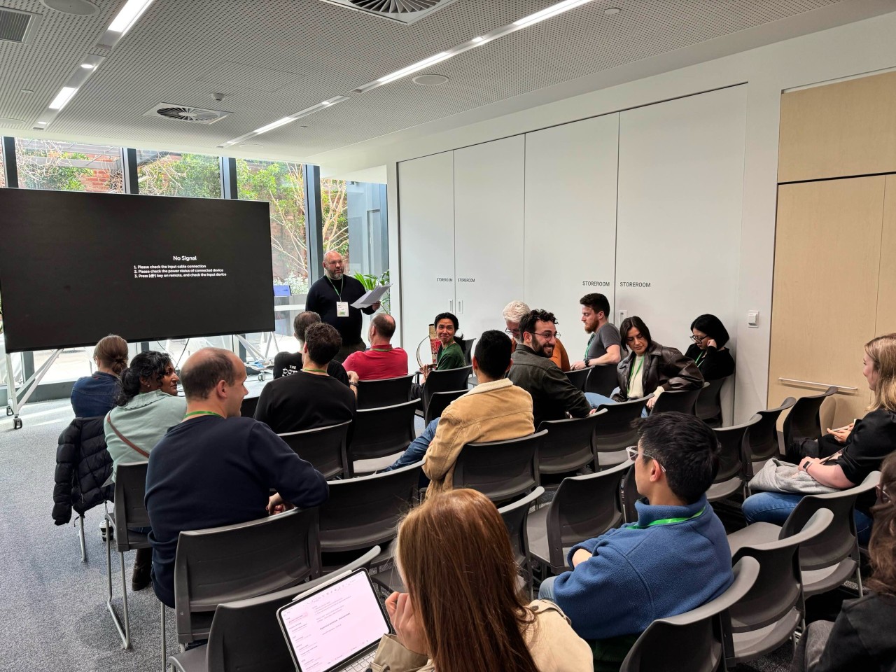 Rowan Gobey speaking to a full room at ProductCamp Melbourne